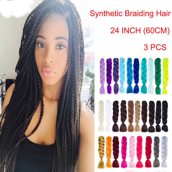 hot selling! 1 pcs jumbo braiding hair crochet braid kanekalon pure color 24 inch wholesale price cheap Original synthetic hair for braiding