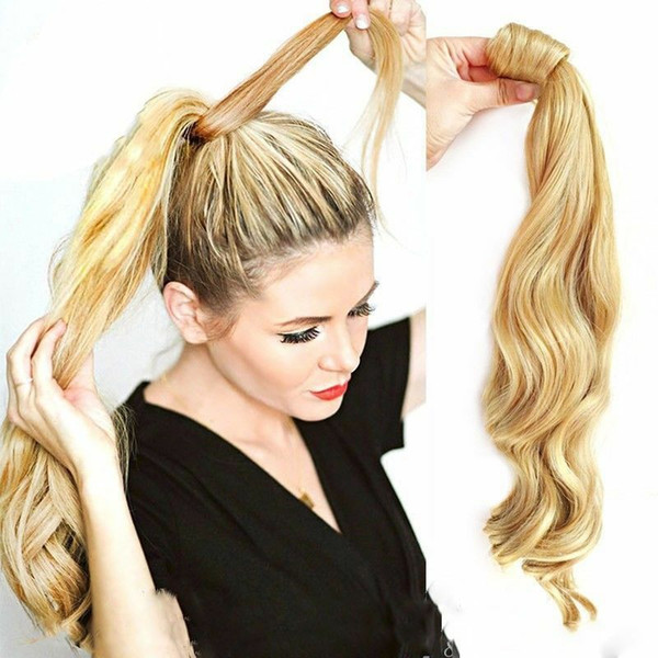 Ponytail wrap around - streight and wavy, 100g, 50cm long NATURAL Ponytail Clip In Hair Extension Wrap Pony Tail Fake Hairpiece