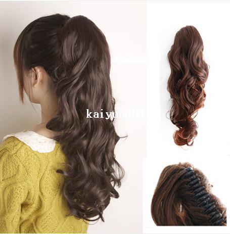 Free Shipping Sales Promotion One Piece Hair Piece Clip Ponytails Pony Tail Clip On Hair Extension Multicolors Curly Ponytail