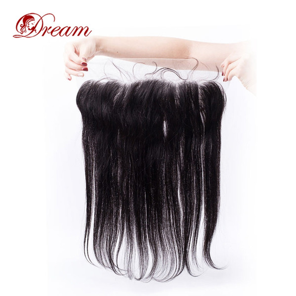 Dream Virgin Human Hair natural color Silky Straight 13*4 Bleached Knots Hair Piece 8-20