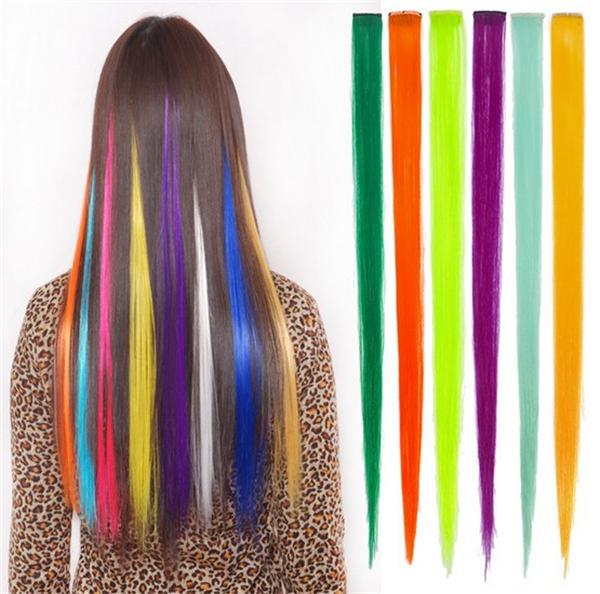 Hair Piece Harajuku Punk Dyeing Fluorescence Multicolor Streaked Hair Piece Can Be Ironing Shear Clip Hair Ornaments Hairpieces Slice