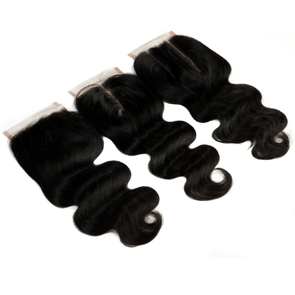 Brazilian Virgin Hair Body Wave Hair Lace Closure 4*4 Lace Closures Human Hair Weave 10-24 Inches Free Part/Middle Part/Three Part