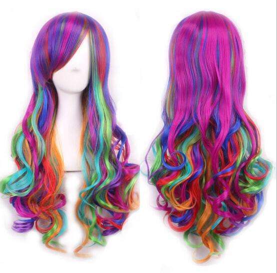 2019 Popular European and American Cartoon Color Gradient Harajuku Multicolor COS Hair Style