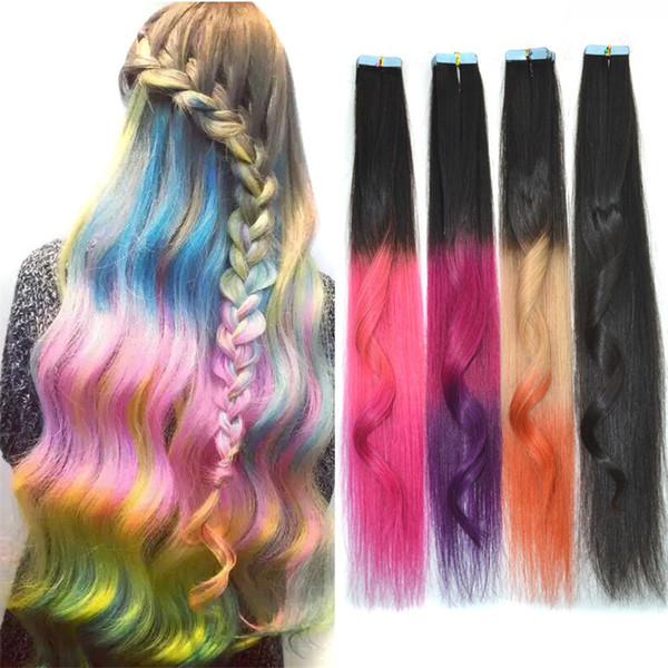 Z&F Tape Hair Extensions Colors Ombre 18 blonde 4cm Width 20inch Long Remy Double Sided Tape In/On