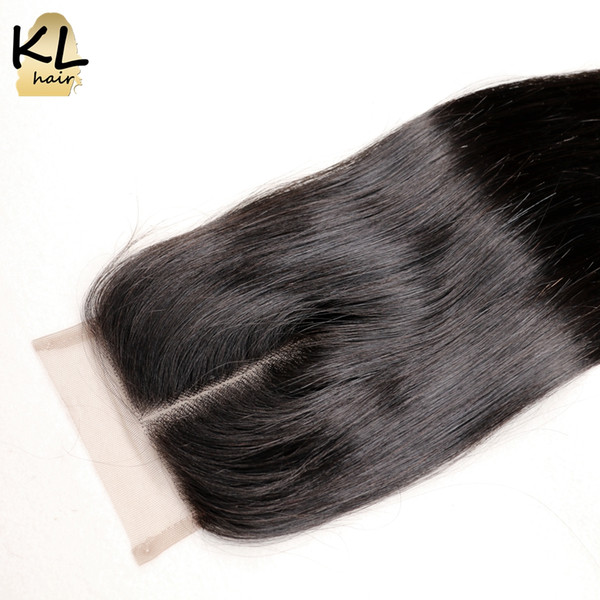 4x4 Straight Lace Closure Human Hair Natural ColorMongolian Remy Hair Free Middle 3Part leached Knots With Baby Hair