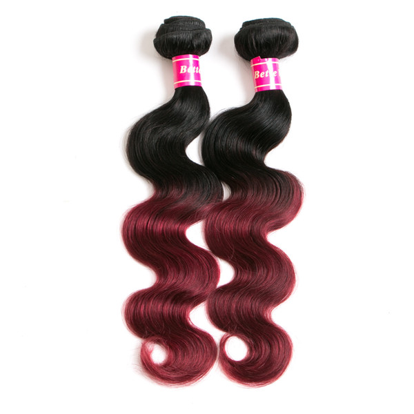 Hair Extensions Brazilian Hair Ombre Color Burgundy Hair pieces Body Wave 12-28inch Ombre Smooth Soft High quality