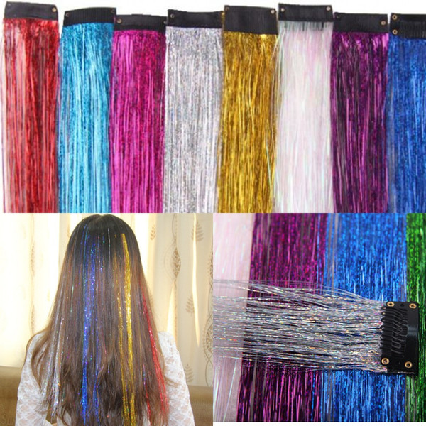 Sara Fashion Ombre Colorful Silky Straight Clip in Hair Extension Synthetic Flash Hair Pieces Extensions 45cm,18