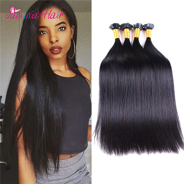 Natural Black Remy Virgin silk straight Human Hair Keratin Pre-bonded Nail flat Tip Extension Virgin Remy Human Hair Extension