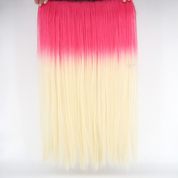 Chemical fiber hair curtain five clip hair piece dyeing straight hair one piece gradient