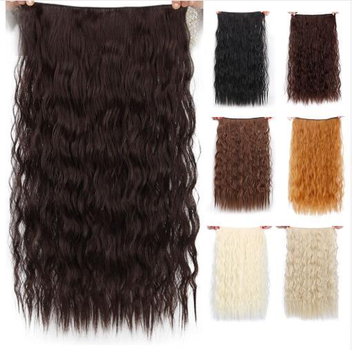 Long Clips in Hair Extension Synthetic Natural Hair Water Wave Blonde Black 22