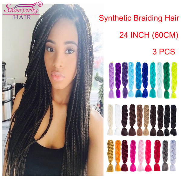 jumbo braiding hair crochet braid kanekalon pure color 24 inch showjarlly wholesale price cheap Original synthetic hair for braiding