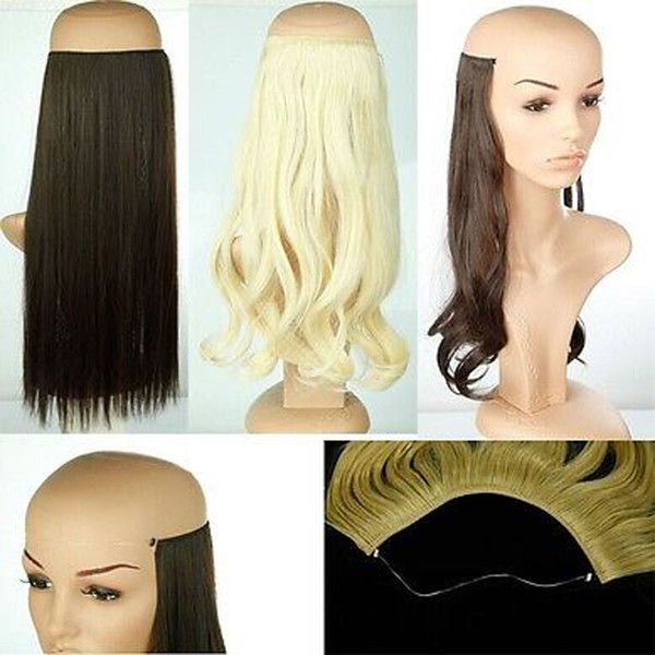 New 20 inches Invisible Wire No Clips in Hair Extensions Fish Line Hairpieces real natural False Styling Hair Synthetic