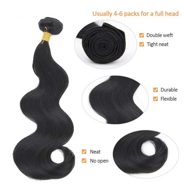 2017 I's a 1pcs/lot Synthetic Body Wave Hair Black Weave 16-24