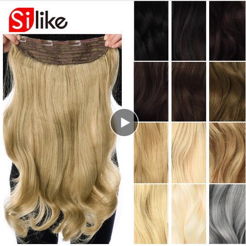 190g 24 inch Stretched Wavy Clip in Synthetic Hair Extensions Heat Resistant Fiber 4 Clips one Piece 17 Colors Available