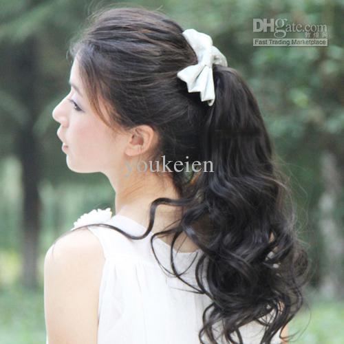 5pcs ponytails synthetic hair pieces 4 colors for ladies similar to human hair