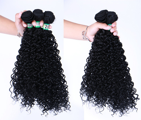 DHL-High Temperature Wire Hair Pieces Africa Small Volume Hair Extensions Black Synthetic Hair Curcly 8-30inch Wholesale