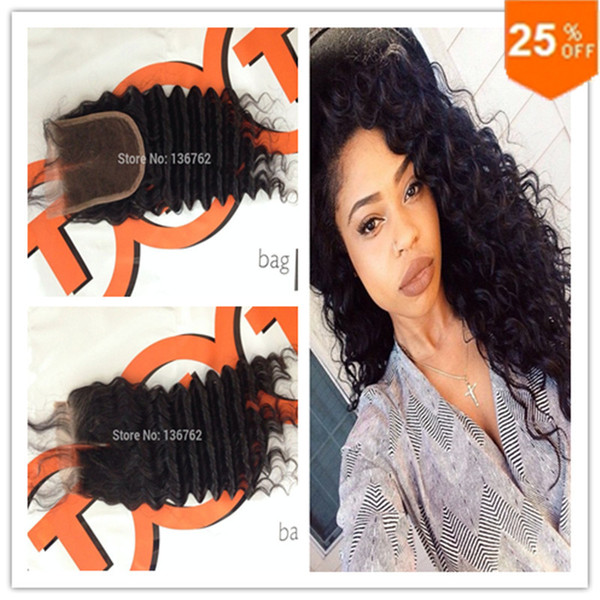 Charming Hair Products 8A deep wave closure Malaysian virgin hair can be dyed fast free shipping lace closure bleached knots