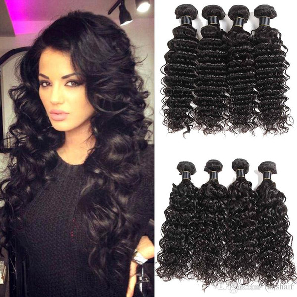 8a Grade Brazilian Deep Wave Water Wave Virgin Hair Bundle Deals Human Hair Extensions 3/4 Bundles Wholesale Brazilian Human Hair Extensions