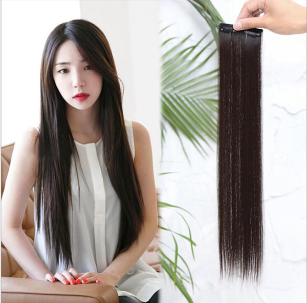 Straight hair piece Long hair female hair extension straight Two clips no trace thick piece