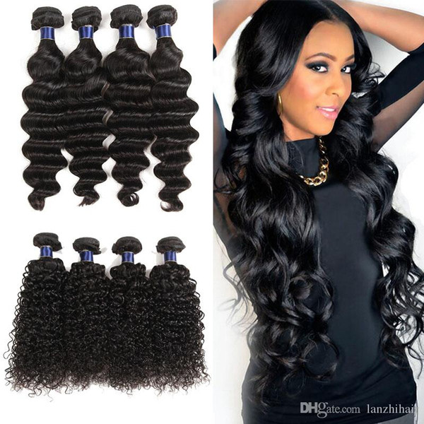 8A Brazilian Loose wave Virgin Human Hair Weaves 4 Bundles 100% indian Unprocessed Jerry Curly Virgin Remy Human Hair Weaves Extensions