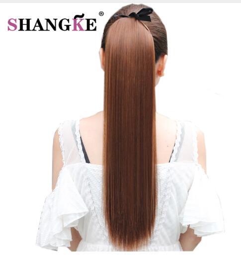 Hair 22'' Long Straight Ponytails Clip In Ponytail Drawstring Synthetic Pony Tail Heat Resistant Fake Hair Extensions