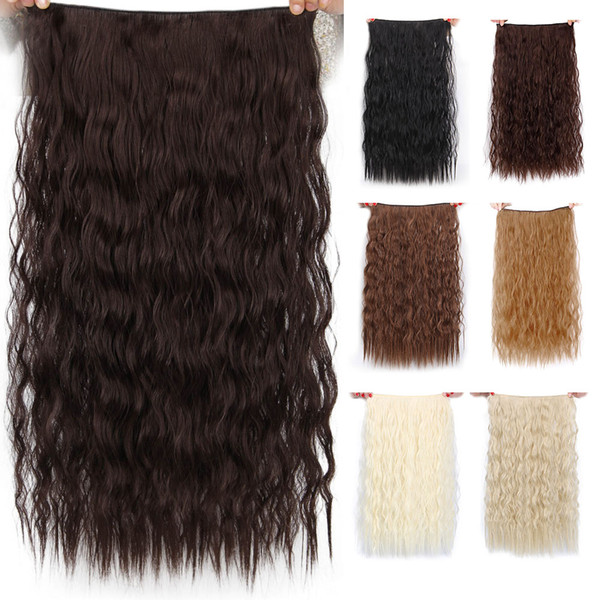 Beauty Long Clips in Hair Extension Synthetic Natural Hair Water Wave Blonde Black 22