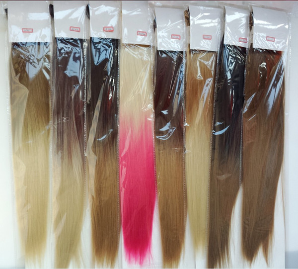 Synthetic Two Tone Full Head Clip In Hair 24inch 7pcs/set,130g,Heat Resce Fibre For Long Straight Hair