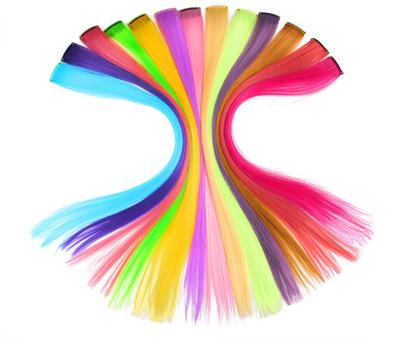 Leeons Colored Highlight Synthetic Hair Extensions Clip In One Piece Color Strips 20