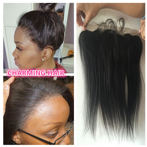 Brazilian Human Hair Lace Frontal Closure 13X4 Inch Silk Straight Swiss Lace Frontal Straight Bleached knots Fast 