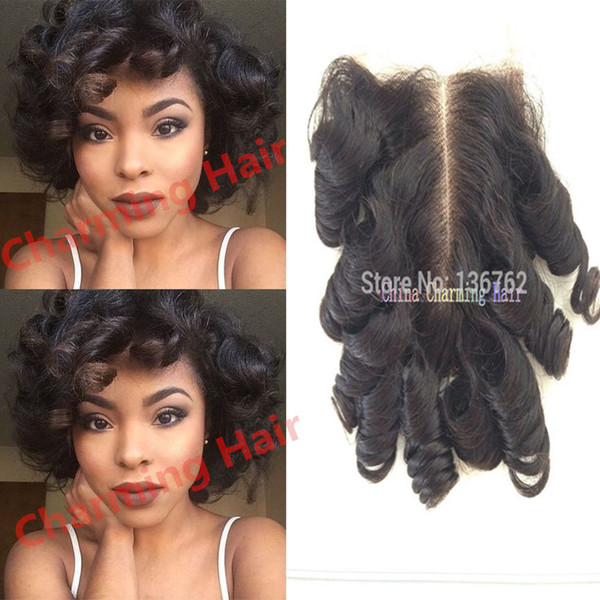 Lace Closure Bleached Knots Brazilian Virgin Hair Egg Curl 4x4 100% Unprocessed Funmi Hair Bouncy Curly Middle Part Closure