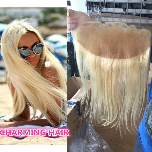 cheap by dhl human Hair Lace Frontal 13x4 613 blond straight