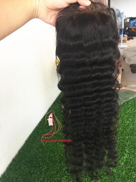 Lace Closure Brazilian Hair deep wave Human Hair Closure Natural Color 4*4 inch Free Part Lace Closure Can be bleached knots