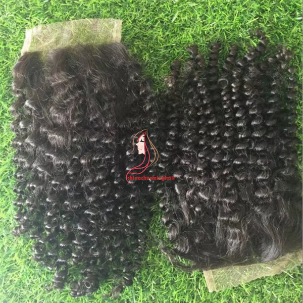 Malaysian Kinky Curly Lace Closure Free Part 4x4 Mslynn Hair Bundles Non Remy 100% Human Hair Closure With Baby Hair