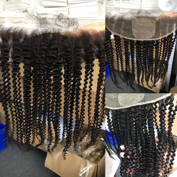 Brazilian Silk Base Lace Frontal Closure 13x4 kinky curl Human Hair Silk Base Frontal