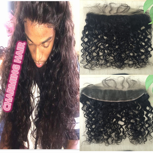 Wet and wavy Brazilian Ear To Ear Lace Frontals With Baby Hair water wave Human Hair Full Frontal Lace Closure 13X4