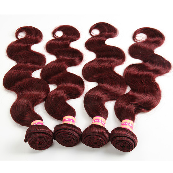 Peruvian Malaysian Indian Brazilian Virgin Body Wave Hair Weaves Burgundy Color Weave Bundles Human Straight Hair Weaves Extensions