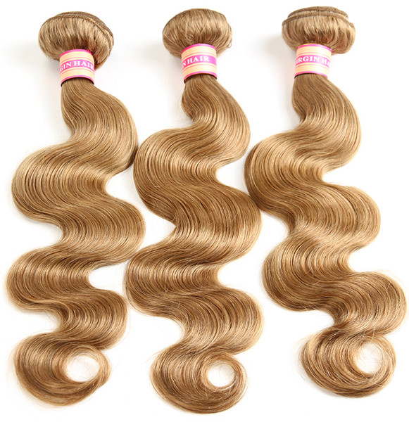 Color #27 Malaysian Indian Brazilian Peruvian Virgin Hair Straight/Body Wave Hair Bundles Blonde Human Hair Extensions