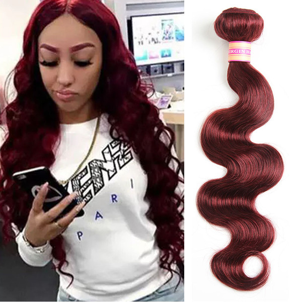 Burgundy Peruvian Indian Malaysian Brazilian Virgin Body Wave Hair Weaves 99j Human Hair Weave Bundles Extensions