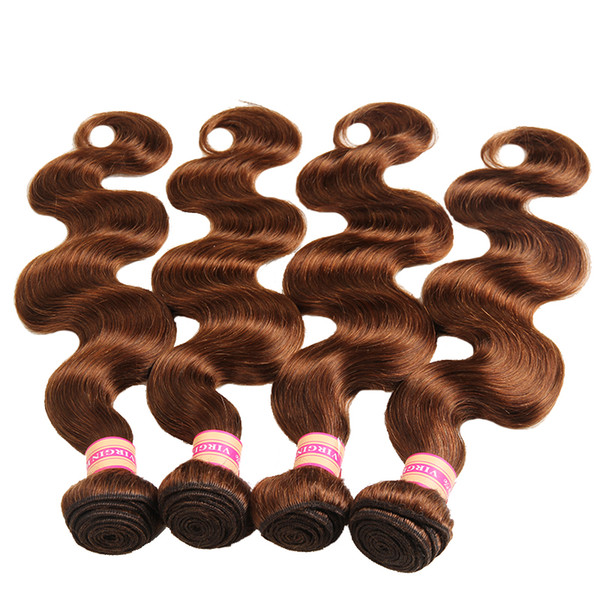 Brown Peruvian Malaysian Indian Brazilian Virgin Body Wave Hair Weaves Bundles Human Straight Hair Weave Bundles Color #4 Hair Extensions