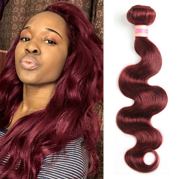 Burgundy Peruvian Indian Malaysian Virgin Body Wave Hair Weaves Brazilian Straight Hair 99J Human Hair Bundles