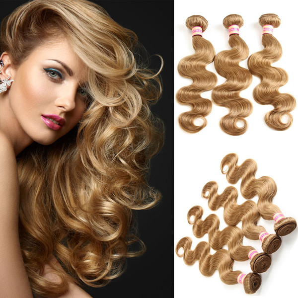 Blonde Brazilian Virgin Body Wave Hair Weave Bundles Color #27 Honey Blonde Hair Weave Human Hair Weave Extensions