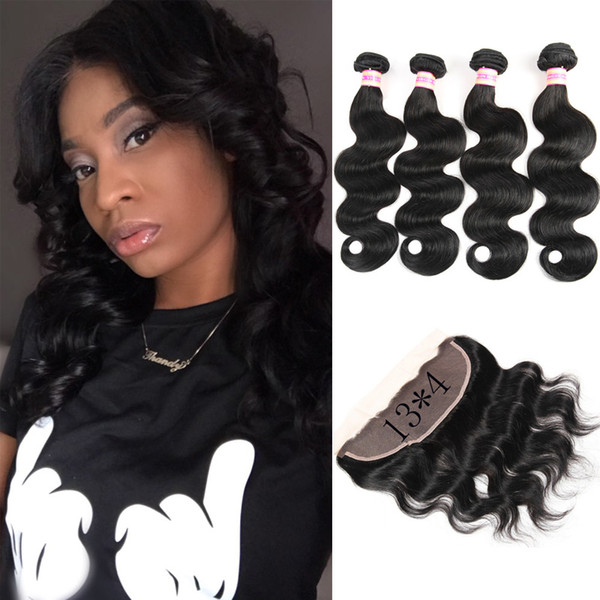 Ear to Ear Lace Frontal With Bundles Malaysian Peruvian Indian Brazilian Virgin Body Wave Hair Bundles With 13x4 Closure Human hair