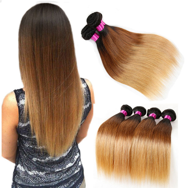 9A Ombre Brazilian Straight Hair Weaves Bundles 1B/27 1B/4/27 1B/99j 1B/30 1b/Red Brazilian Virgin Human Hair Extensions