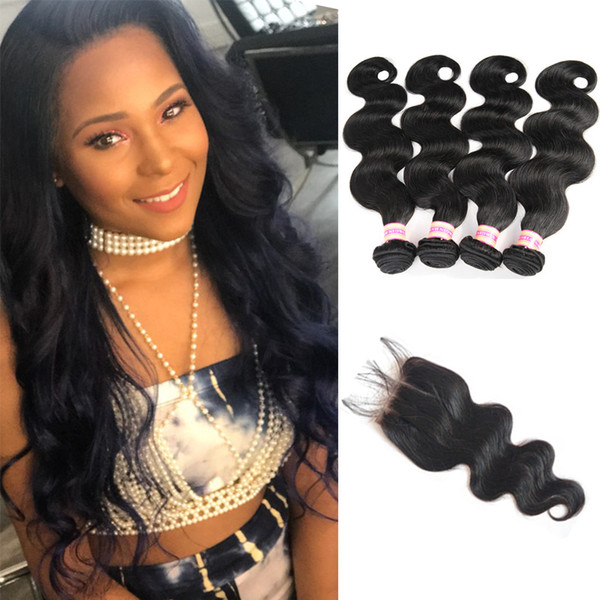 Malaysian Virgin Hair With Closure Malaysian Body Wave Hair Weaves Lace Closure Human Hair Bundles With Closure