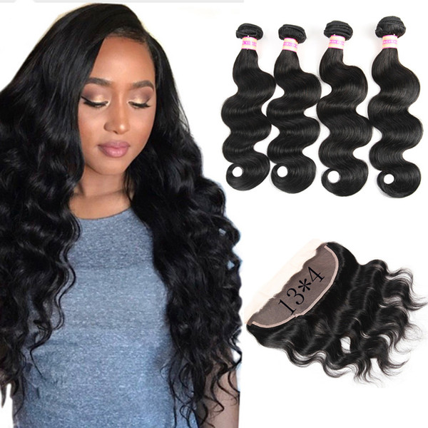 Peruvian Hair Body Wave Hair Weaves Bundles With 13x4 Closure Peruvian Body Wave Virgin Human Hair Lace Frontal With Bundles