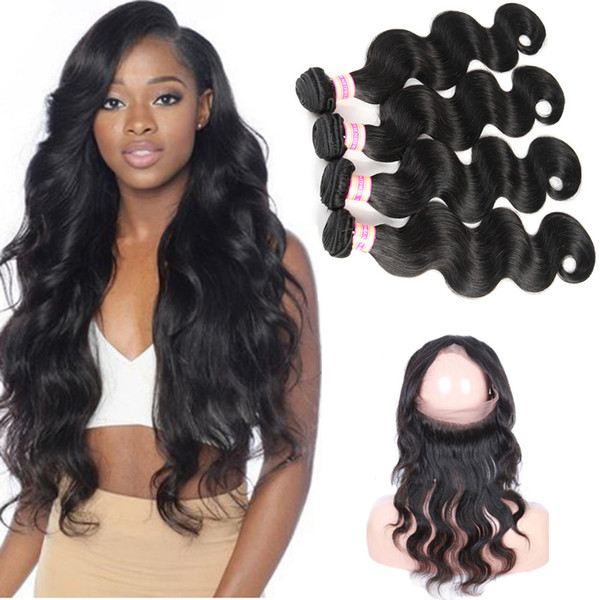 Malaysian Virgin Hair 360 Frontal With Bundles Malaysian Body Wave Hair Weaves Human Hair Pre Plucked 360 Frontal With Bundles