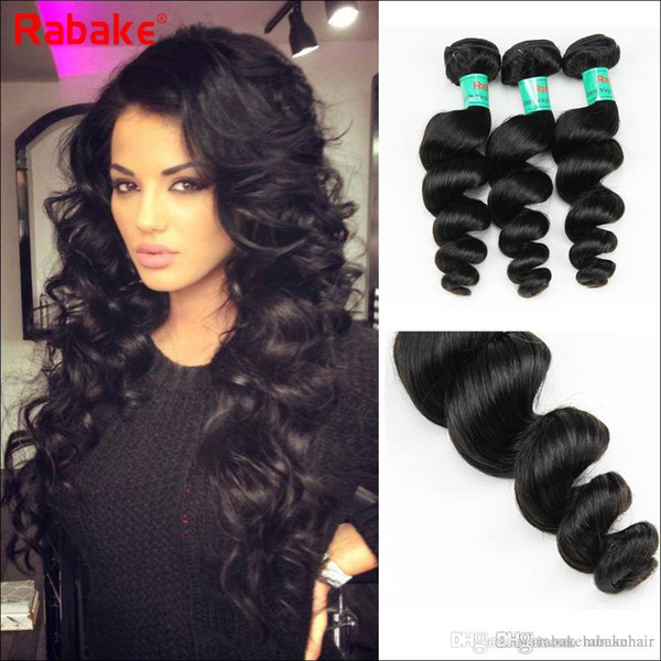 3 or 4 Bundles Brazilian Virgin Hair Bundles Loose Wave Rabake Brazilian Peruvian Hair Weave Extensions Cuticle Aligned for Black Women