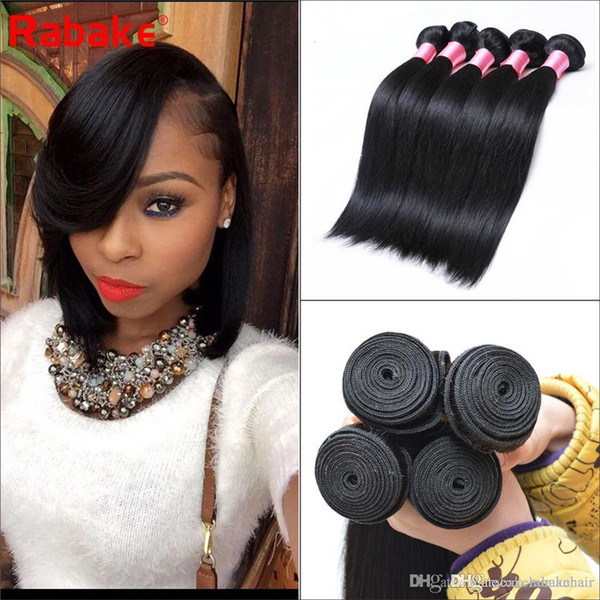 Rabake Wholesale Cheap 3 or 4 Bundle Indian Straight Hair Extensions 8-28 inch Remy Hair 100% Human Hair Weave Bundles Machine Double Weft