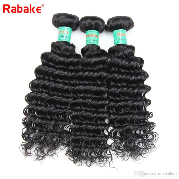 3/4 Deep Curly Weave Bundles Deep Wave Raw Indian Virgin Human Hair Extensions Rabake Natural Black Double Weft Full Head Bundle Deal