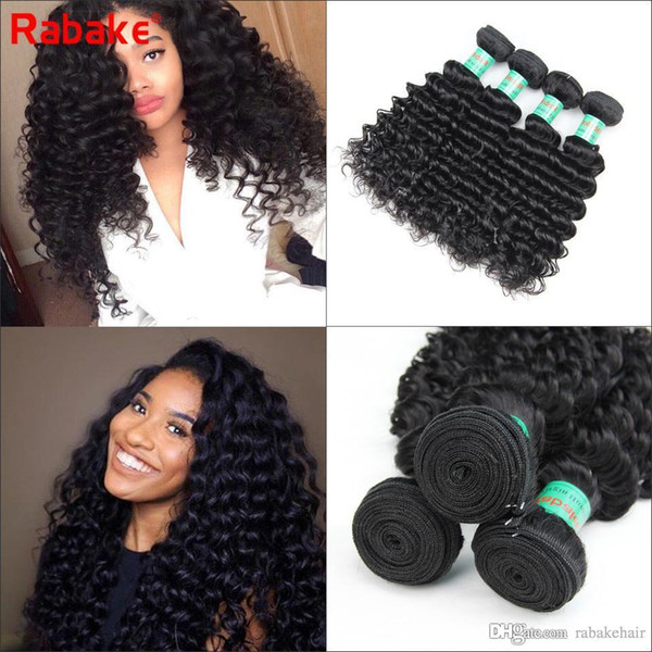 8A Grade Peruvian Deep Wave Virgin Hair Bundles Rabake Deep Curly Peruvian Human Hair Extensions Cheap Prices Wavy Weaves